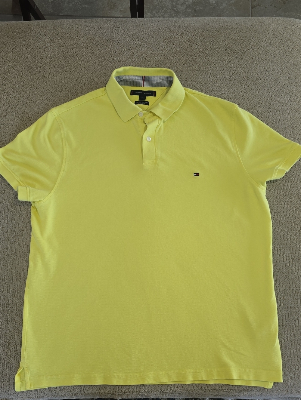Tommy Hilfiger Neon Yellow Regular Fit Short Sleeve Polo - Size XL